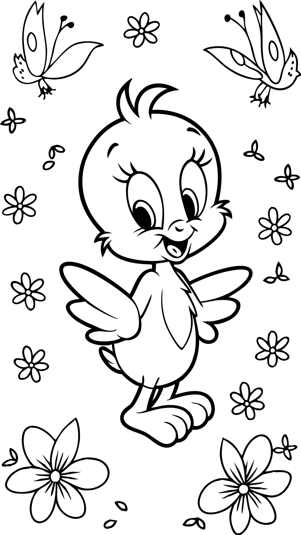 Página para colorear de pájaros tweety